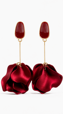 Rosy Smooth Petal Dangle Earrings - Red