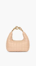 Lux Quilted Faux Leather Hobo Bag - Nude