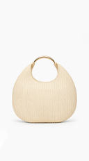 Sunhaven Faux Straw Metal Handle Hobo bag - Beige