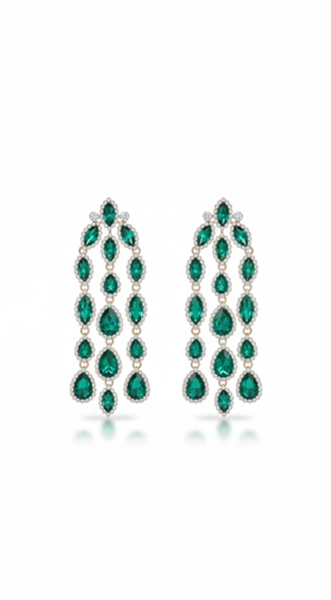 Nia Rhinestone Fringe Earrings - Green