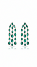 Nia Rhinestone Fringe Earrings - Green