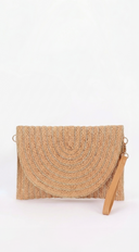 Ria Metallic Braided Envelope Clutch - Khaki