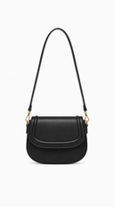 Faux Leather Crossbody Bag - Black