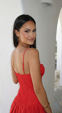 Portofina Contrast Poplin Mini Dress - Red