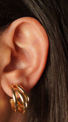 Joi Triple Layered Tube Hoop Earrings - Gold