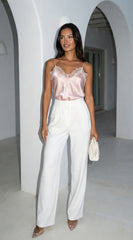 Lugano Luxe Texture Wide Pant - Ivory