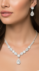 Special Night Cubic Zirconia Teardrop Necklace & Earrings Set