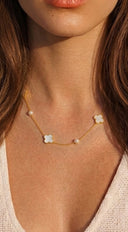 Mina Mother Of Pearl Quatrefoil Necklace - Gold