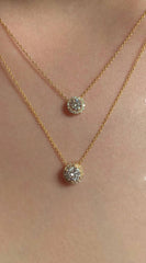 Gold Dipped Double Cz Disc Charms Chain Necklace - Gold