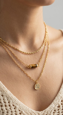 Zoey Triple Layer Gold Stone Pendant Necklace - Gold