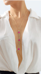 Ama Crystal Neck Body Chain - Silver