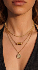Zoey Triple Layer Gold Stone Pendant Necklace - Gold