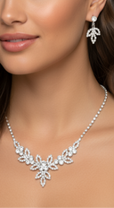 Wrapped Around You Silver Rhinestone Marquise Necklace & Earrings Set