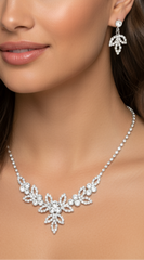 Wrapped Around You Silver Rhinestone Marquise Necklace & Earrings Set