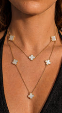 Belle Double Layer Clover Necklace - Gold