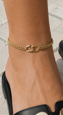 Viva Gold Dipped Braided Chain Link Anklet - Gold