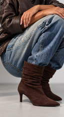 Zélie Slouch Suede Pointed Toe Ankle Boots - Brown