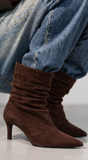 Zélie Slouch Suede Pointed Toe Ankle Boots - Brown