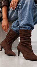 Zélie Slouch Suede Pointed Toe Ankle Boots - Brown