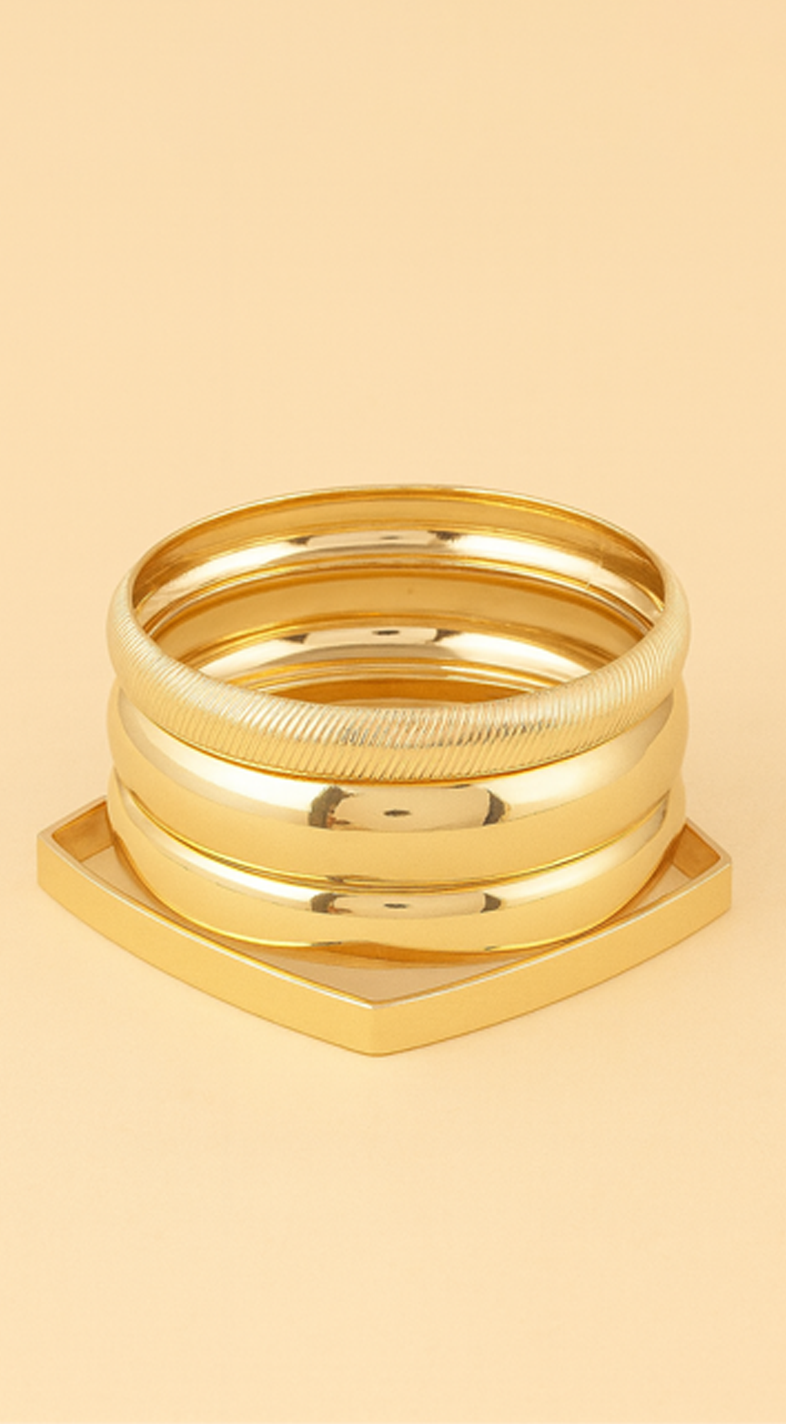 Lustre Layers Multi-Shape Shiny 4 Piece Set Bracelets - Gold