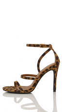 Megan Leopard Strappy Heel - Brown