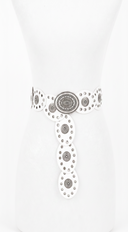 Ember Faux Leather Oval Vintage Belt - White