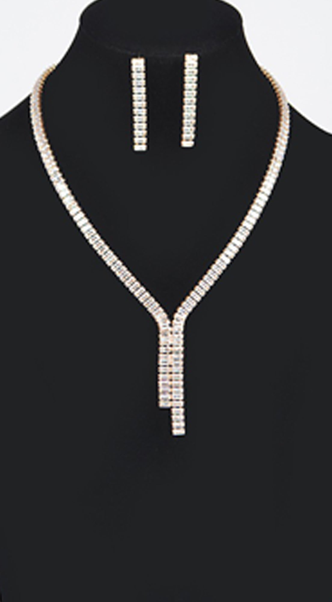 Azara Rhinestone Earring And Necklace Set - Gold