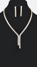 Azara Rhinestone Earring And Necklace Set - Gold