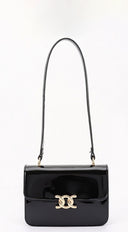 Noiré Faux Leather Flap Shoulder Bag - Black