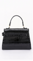 Vienna Faux Croc Top Handle Crossbody Bag - Black