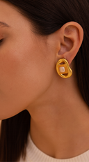 Izzy Cubic Stone Pearl Earrings - Gold