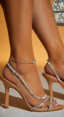 Chiara Allure Embellished High Heels in Nude side profile view