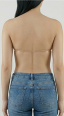Adhesive Plunge Bra with Back Strap in Beige close-up of neckline detail
