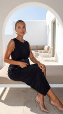 Talyssa Black Wrap Maxi Dress close-up of neckline and shoulder detail