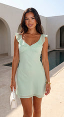 Mintéa Ruffle Trim Mini Dress - Green