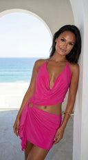 Kaivana Ring Detail Cutout Mini Dress - Fuschia Pink