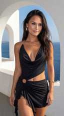 Kaivana Ring Detail Cutout Mini Dress - Black