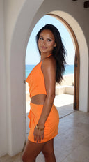 Kaivana Ring Detail Cutout Mini Dress - Orange