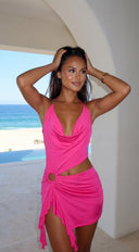 Kaivana Ring Detail Cutout Mini Dress - Fuschia Pink
