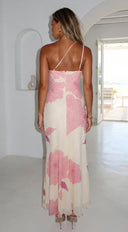 Petalise Floral Asymmetrical Maxi Dress - Pink