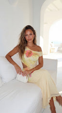 Lioraya Floral Off Shoulder Maxi Dress - Pale Yellow Multi