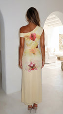 Lioraya Floral Off Shoulder Maxi Dress - Pale Yellow Multi