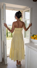 Sunbeam Tiered Lace Strapless Maxi Dress - Butter Yellow