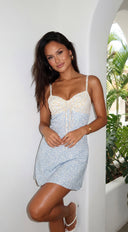 Primaveria Ditsy Floral Mini Dress - Blue Multi