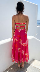 Paradiso Floral Print Midi Dress - Pink