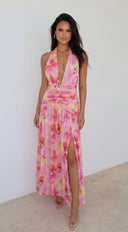 Floret Floral Print Maxi Dress - Pink Multi