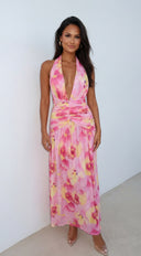 Floret Floral Print Maxi Dress - Pink Multi