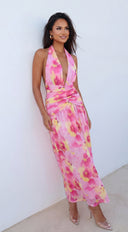 Floret Floral Print Maxi Dress - Pink Multi