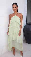 Isadoria Tiered Ruffle Maxi Dress - Sage Green