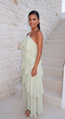 Isadoria Tiered Ruffle Maxi Dress - Sage Green